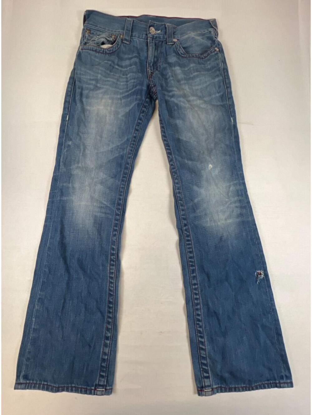 True Religion Men 31 Straight W/Flap Blue Denim Jeans Casual Pants